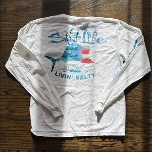Salt Life White and Blue Graphic Long Sleeve Shirt